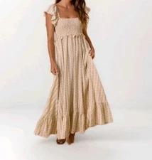 New Rylee + Cru Tullabee Dress | Palm Stripe | XSmall