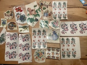 VTG decal transfers NOS Floral Roses Daisy Decals Mary Groms Transfer Ware