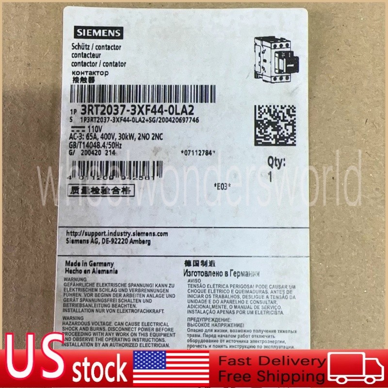 Siemens Contactor 3RT2037-3XF44-0LA2 New Original Expedited Shipping US Stock