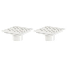 2Pcs 3.86" PVC Insert-in Floor Drain with Square Hair Strainer Removable Cover