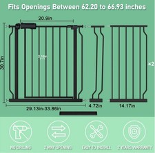 ALLAIBB Extra Wide Pressure Mounted Baby Gate Walk Through Child Ki... Fast Ship