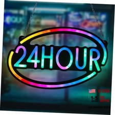 24 Hour Open Sign for Business,16x10 inch Open Signs Led RGB for Window 24HOUR