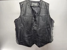 Men's HWK leather biker vest size XXL but fits more like XL