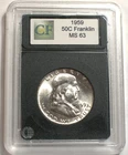 1959 P SILVER FRANKLIN HALF DOLLAR - NEAR FULL BELL LINE!  PHOTOS  (REF#FHD-70)