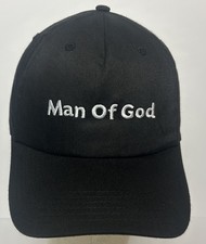 Man Of God Adjustable Baseball Cap Black Embroidered Christian Faith Hat