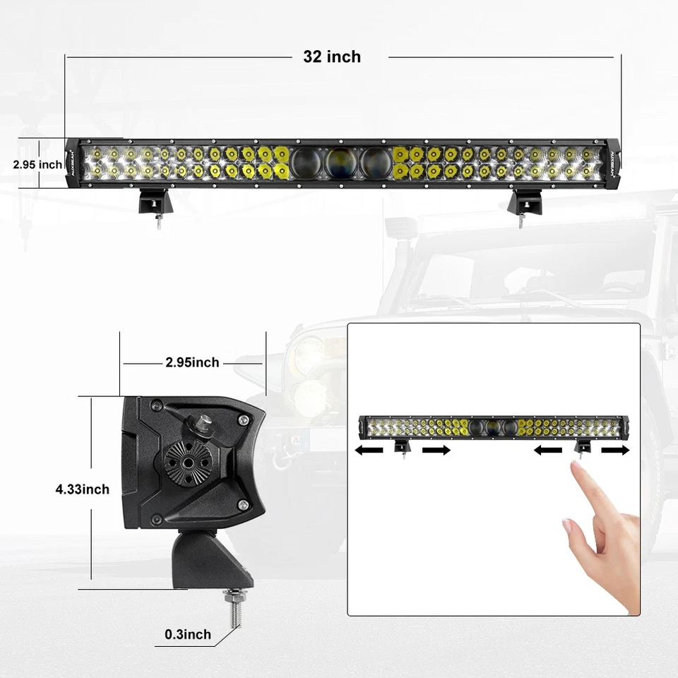 AUXBEAM 5D-PRO 32" LED Light Bar Combo Kit For Dodge Ram 1500 2500 3500 Bumper Foto 3 de 4