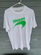 Screen Stars Mens Vintage 80's Cigarettes Newport Short Sleeve T-Shirt White XL