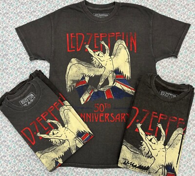 LED ZEPPELIN Tシャツ チャコールグレー 100%コットン Led-Zeppelin T-Shirt, Vintage Washed Led Zeppelin Tee, Oversized