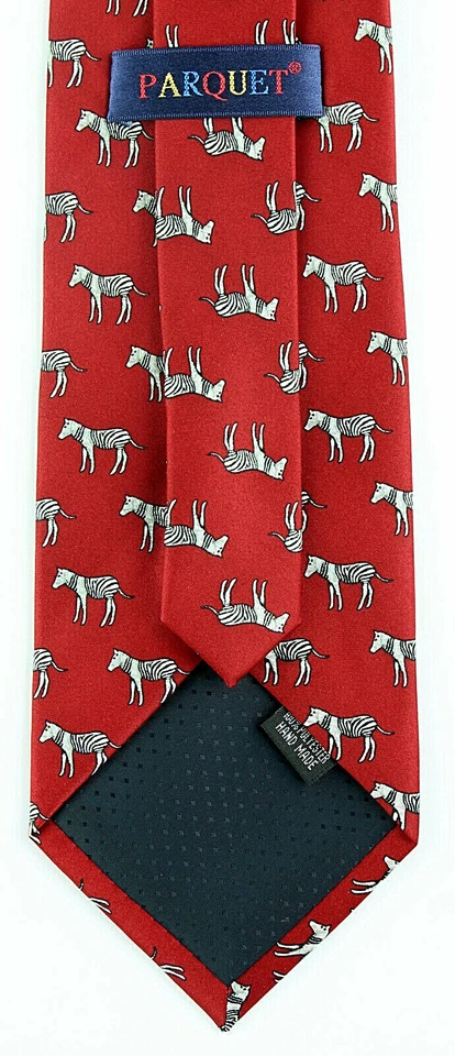 Zebra Men's Dress Neck Tie Formal Fashion Parquet African Animal Red Necktie - Image 3 of 4