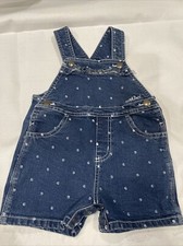 Carhartt Girls Overalls Shorts 24m Denim Polka Dot Ruffle Detail Pockets