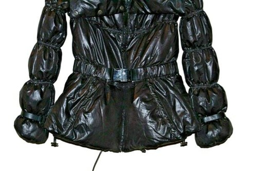 100% AUTHENTIC Rudsak Black Puffer Down Coat with Snap Buttons Buckle Feathers S - Picture 4 of 10