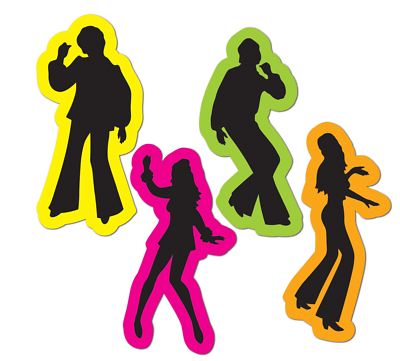 Décorations Murales Silhouettes Disco 83cm - Lot De 2 Années 70 Noir