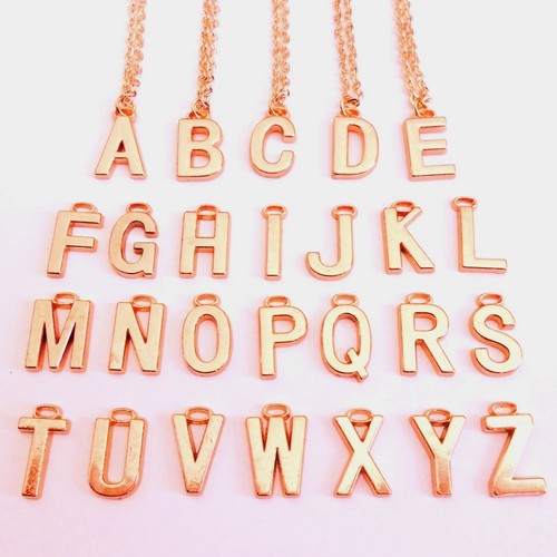 Rose Gold Initial Necklace, Personalised Alphabet Letter Pendant Chain Plated UK - Picture 2 of 8