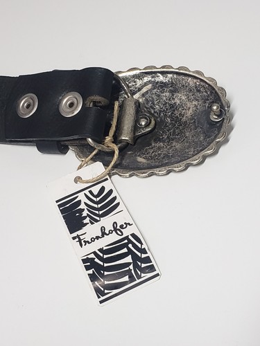 Fronhofer Leather Belt Antique Silver Tone Boho Chick Womens 45.5" Black New - Picture 5 of 8