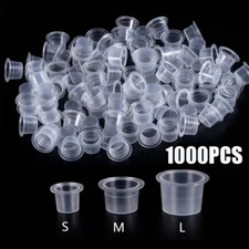 1000Pcs Plastic Small Medium Large Tattoo Ink Cups Caps Pigment Supply