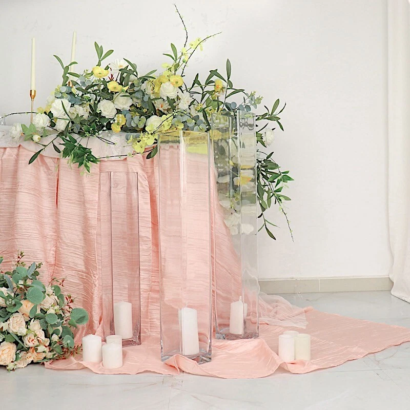 CLEAR 2 Square 28" Cylinder Glass Flower VASES Centerpieces Party Decorations - Image 4 of 4