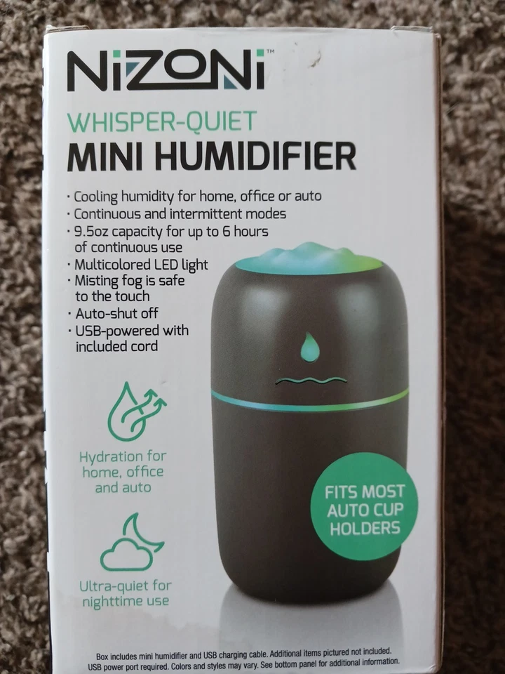 NIZONI Whisper Quiet Mini HUMIDIFIER - 2 Misting Modes - Up to 6 Hours Use - USB - Image 2 of 4