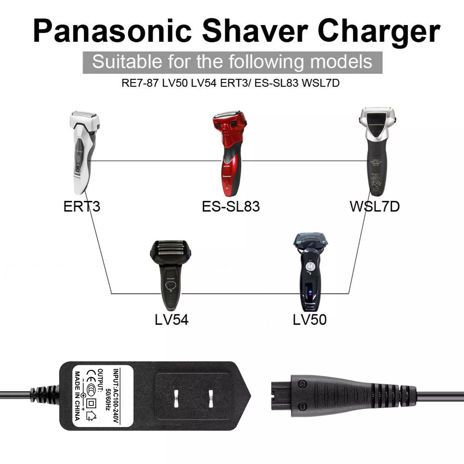 4.8V AC/DC Wall Adapter Charger Replacement for Panasonic Shaver ES-RT44 ES-RT5