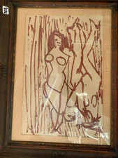 Mino Maccari Tempera 1950 Donne Sulla Spiaggia