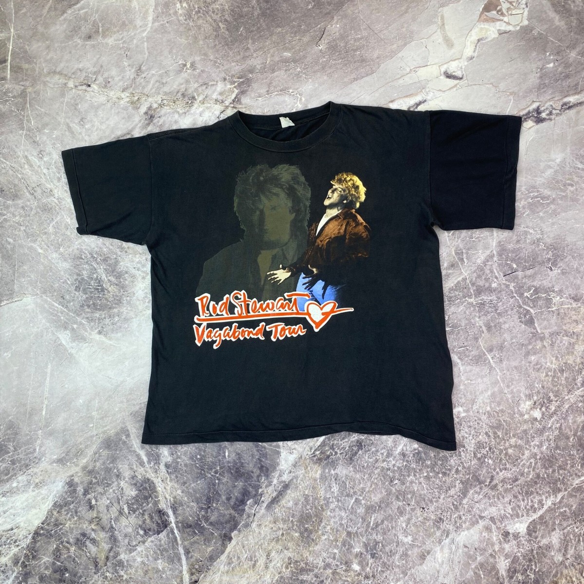 Vintage 90s Rod Stewart Vagabond Tour Black Tee 1991-92 Sz XL | eBay