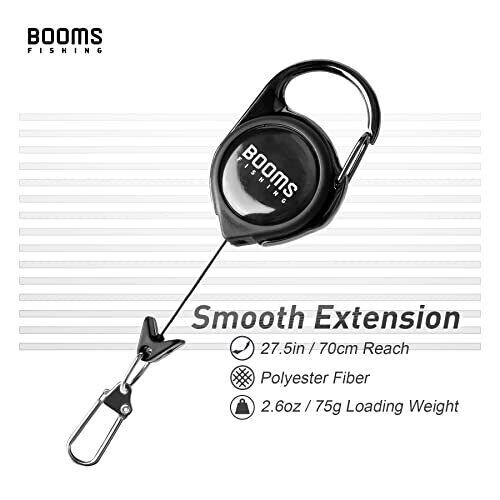 Booms Fishing Zinger Retractable Tether 3pcs Black + Fishing Pliers Scissors LOT - Picture 4 of 12