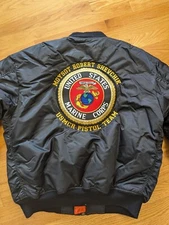 Vintage United States Marine Corp USMC Zip Up Jacket Embroidered Logo Black XL