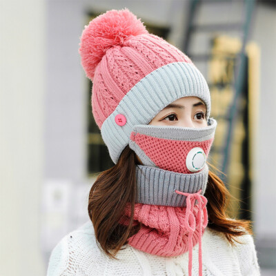 Winter 3-in-1 Beanie Scarf Mask Windproof Knitted Cold Weather Hat 3 in 1 Mask Scarf Knitted Hat, Winter Hat with Mask, Knitted  main image 3