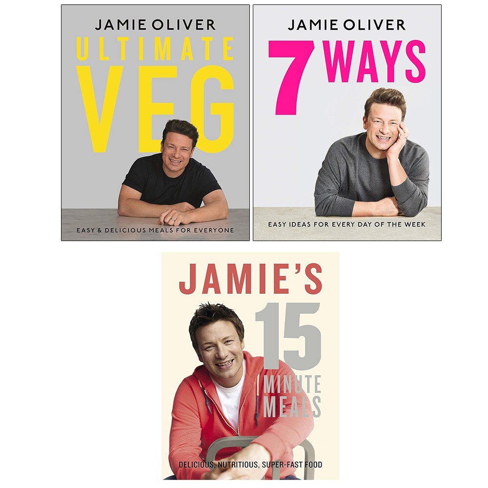 Jamie Oliver Collection 3 Books Set Jamie's 15-Minute Meals, Ultimate Veg