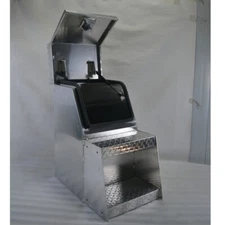 25" X15"X28 Aluminum Side Mount Semi Truck Tool Box Saddle Step Open Wide Design