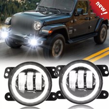 Pair 4 Bumper Led Halo Fog Lights For Jeep Wrangler Jk Jl Jt
