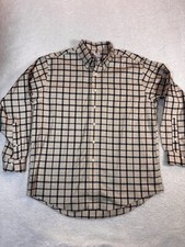 Brooks Brothers Dress Shirt Mens Size L/Button Down Beige Plaid