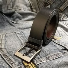 Image of Mens Leather Reversible Belts Metal Buckles - Black Brown Tan - Sizes 26" - 60"