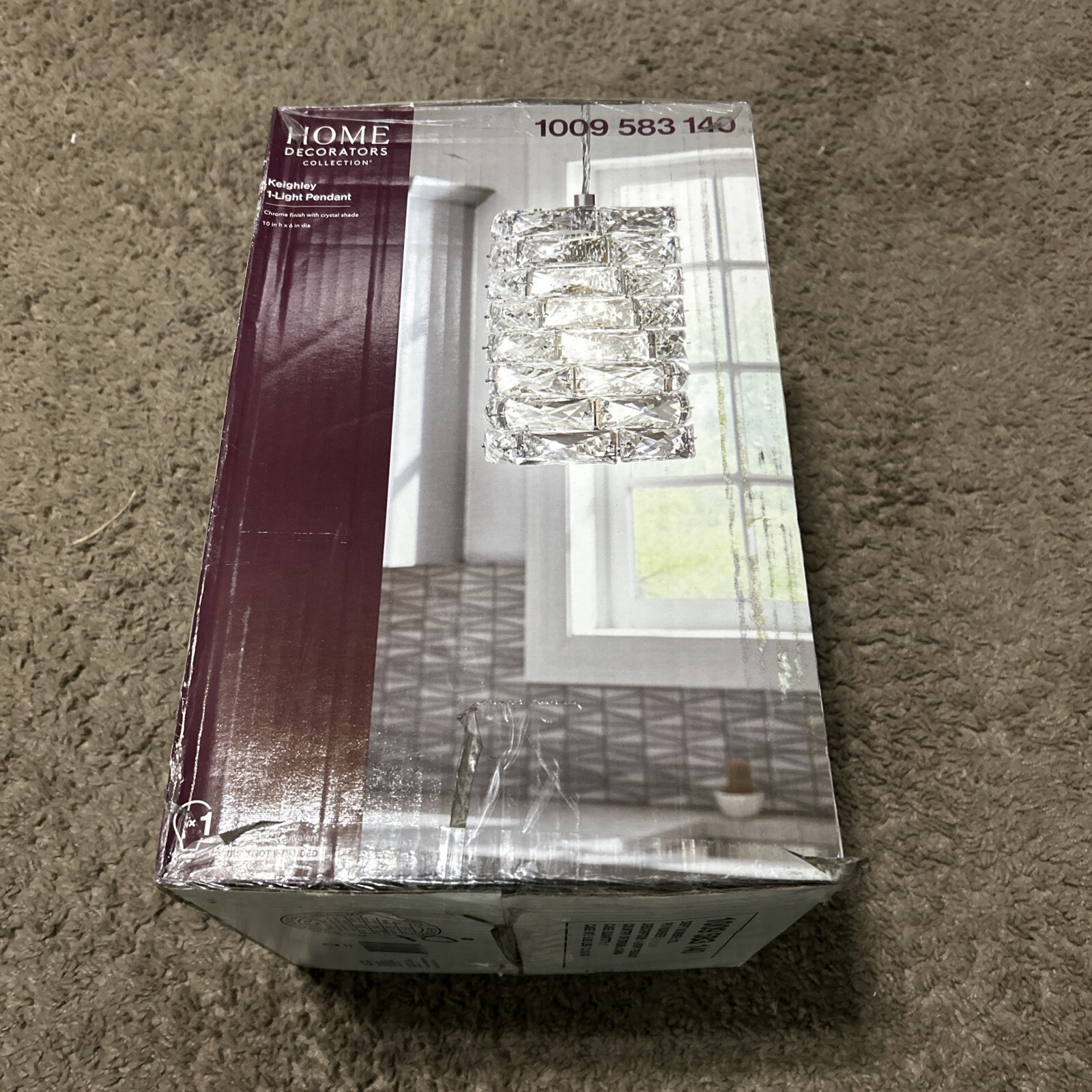 Home Decorators Keighley 1-Light Chrome and Crystal Mini Pendant Light Fixture