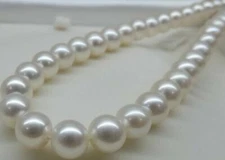 18"  AAA 11-12MM PERFECT ROUND SOUTH SEA GENUINE WHITE PEARL NECKLACE 14K