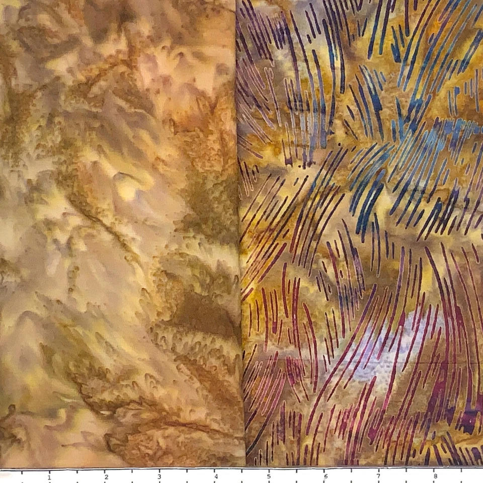 12 Fat Quarters Golden Brown Batik Lunn Fabric FQ Pack 100% Cotton Handmade - Image 4 of 4