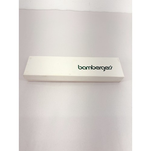 Vintage Bambergers Department Store Jewelry Gift Box Cream White Green Logo