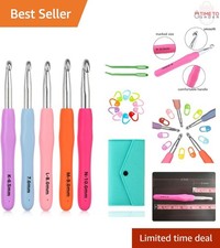 Ergonomic Crochet Hooks Set Aluminum Silicone Handle Large Sizes 6.5mm-10mm