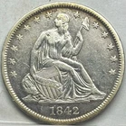 1842-P SEATED LIBERTY  HALF DOLLAR, Sharp Medium Date, Philadelphia Mint