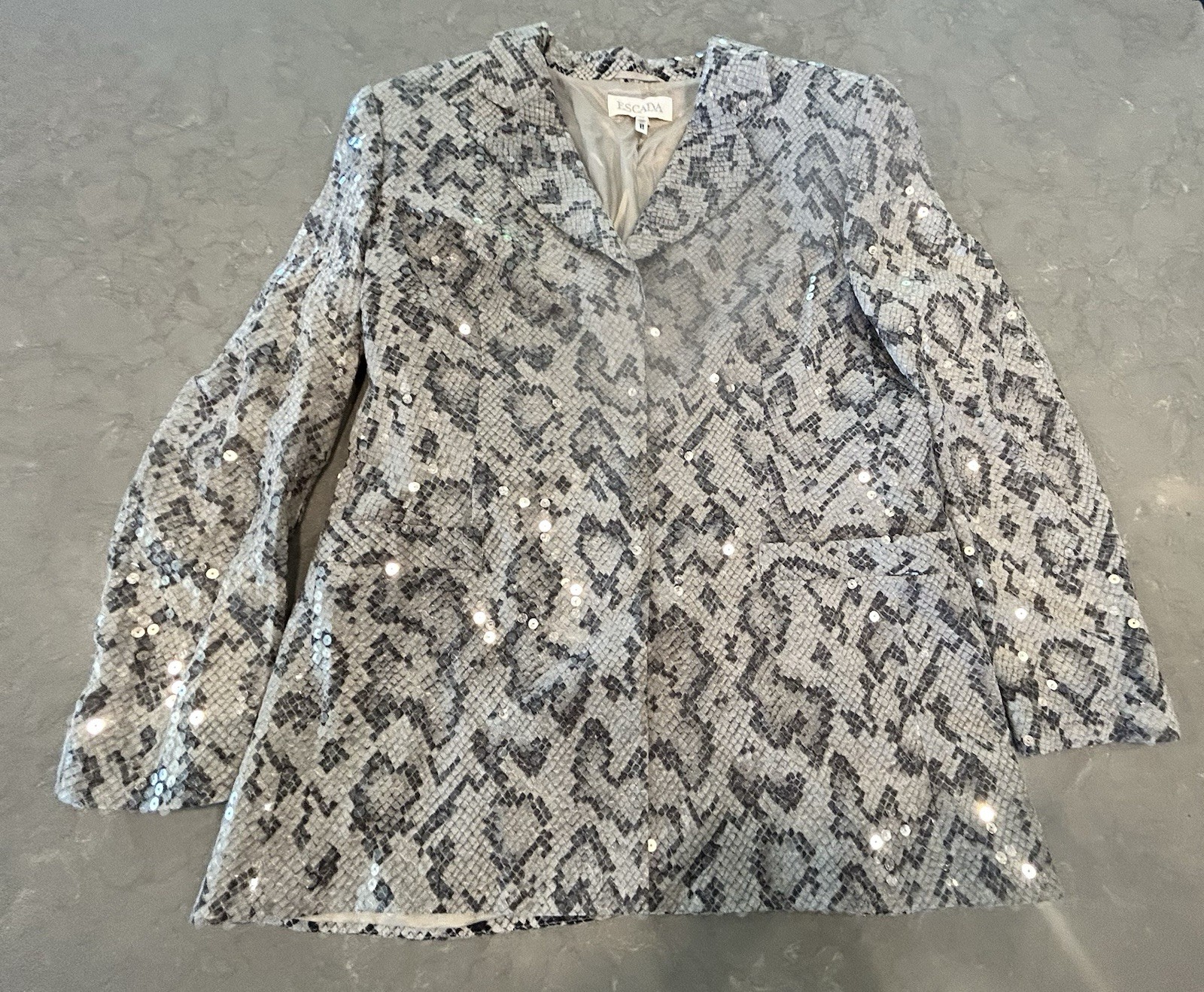 ESCADA Evening Jacket Womens 42 Python Print Sequ… - image 1