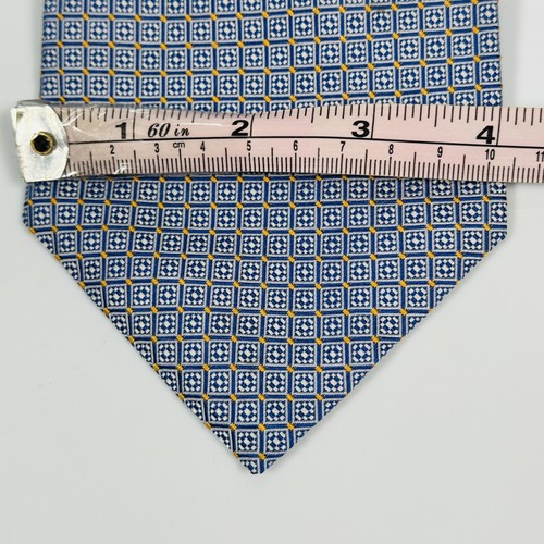 Corbata de seda Bvlgari 7 pliegues para hombre azul patrón geométrico hecha en Italia corbata de lujo - Imagen 9 de 10