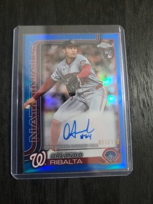 2025 Topps Chrome Rookie Autographs Orlando Ribalta Blue /150 #RA-OR Nationals