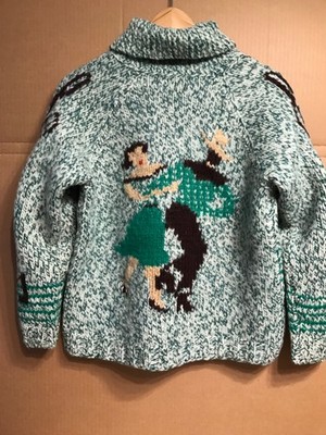 Mary Maxim Strick Vintage 50er Rockabilly Tanzpärchen Strickjacke S/M