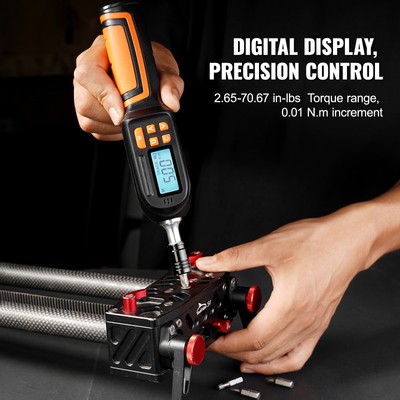 Digital Torque Wrench 1/4" Drive Set With Bits & Case - Adjustable From 0.3 To 8 N.m (2.65-70.67 In-lbs)