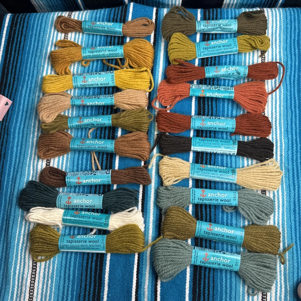 VTG Assorted Lot Of 20 (100% Wool Tapestry Yarn Skeins Anchor+) (7 partials) - Image 2 of 4