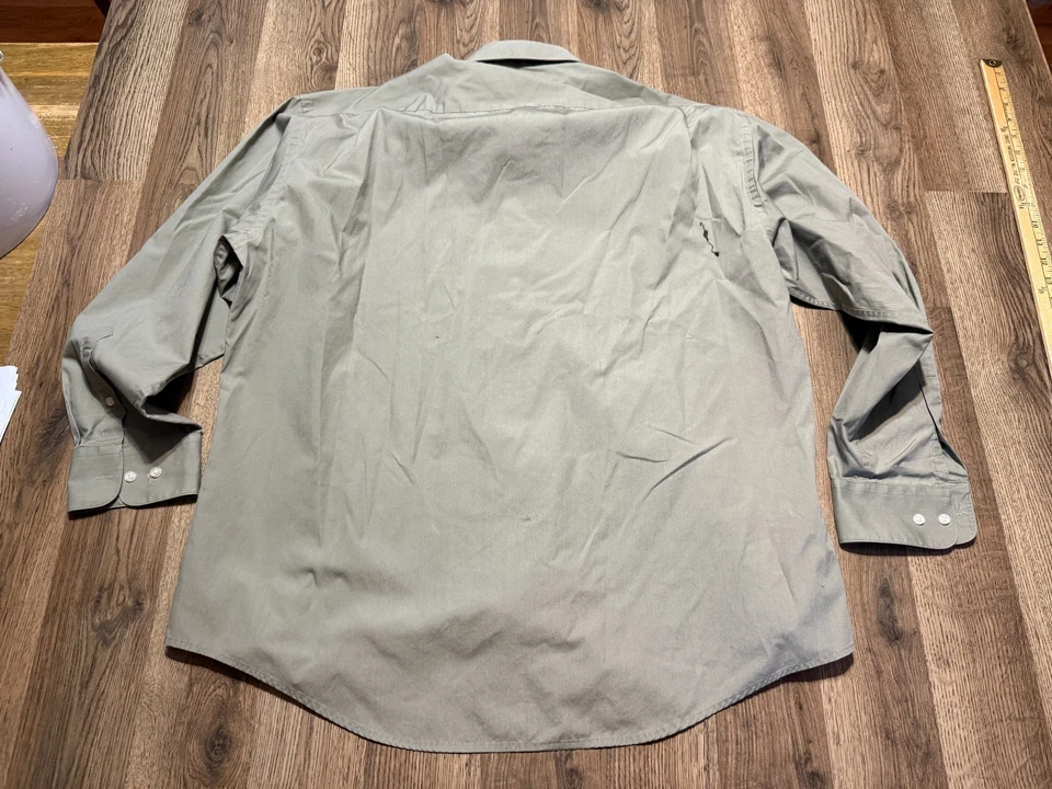 Croft & Barrow Shirt Men's Large, 16.5-17, 34/35 Green Long Sleeve Button Up - Image 2 of 4