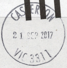 21 SEP 2017 - CASTERON, VIC 3311 complete circular postmark