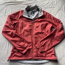 REI Women's Full Zip Red Light Weight Jacket With Fold Hood Size Medium