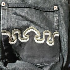 Authentic Crown Holder Men s Jeans Black Embroidered Sz 40 005-096749