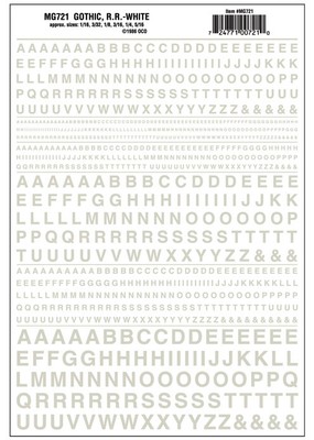 Woodland Scenics Gothic White Letters Dry Transfer Decals MG721