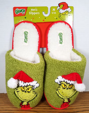 Dr. Seuss The Grinch Christmas Santa Green Men Slipper US SZ M 9/10 NEW NWT